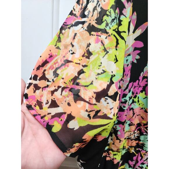 Lane Bryant Black Floral Maxi Dress Women's 18/20 Empire Waist Flutter Sleeve - Picture 4 of 9